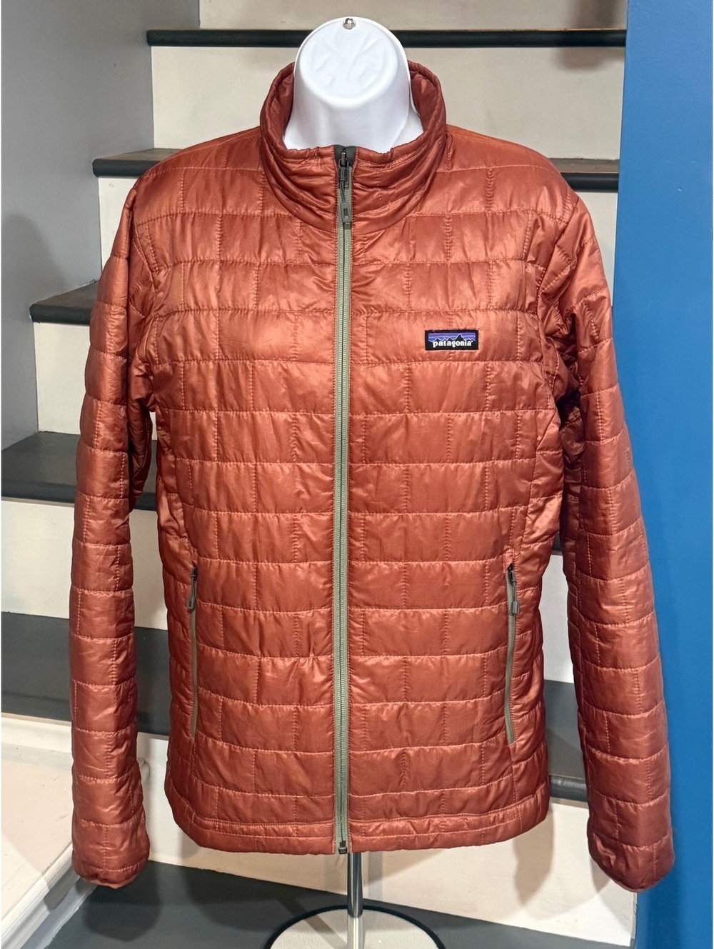 Patagonia Men’s Size Small Nano Puff Burl Red Lightweight Full Zip Jacket!
